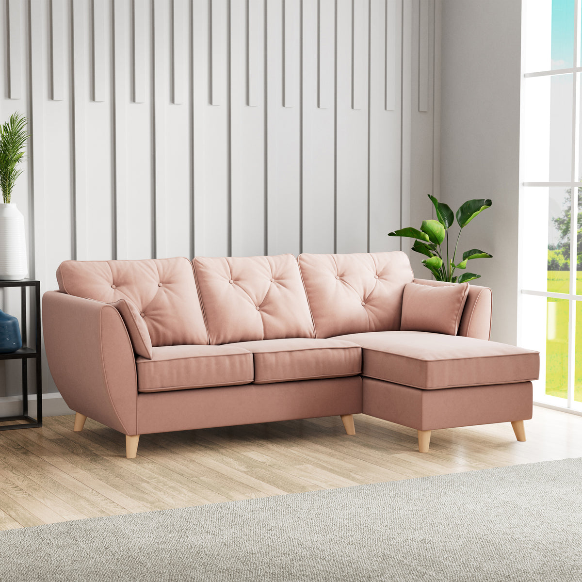 Edison Chaise RH Light Feet Blush from Roseland Furniture
