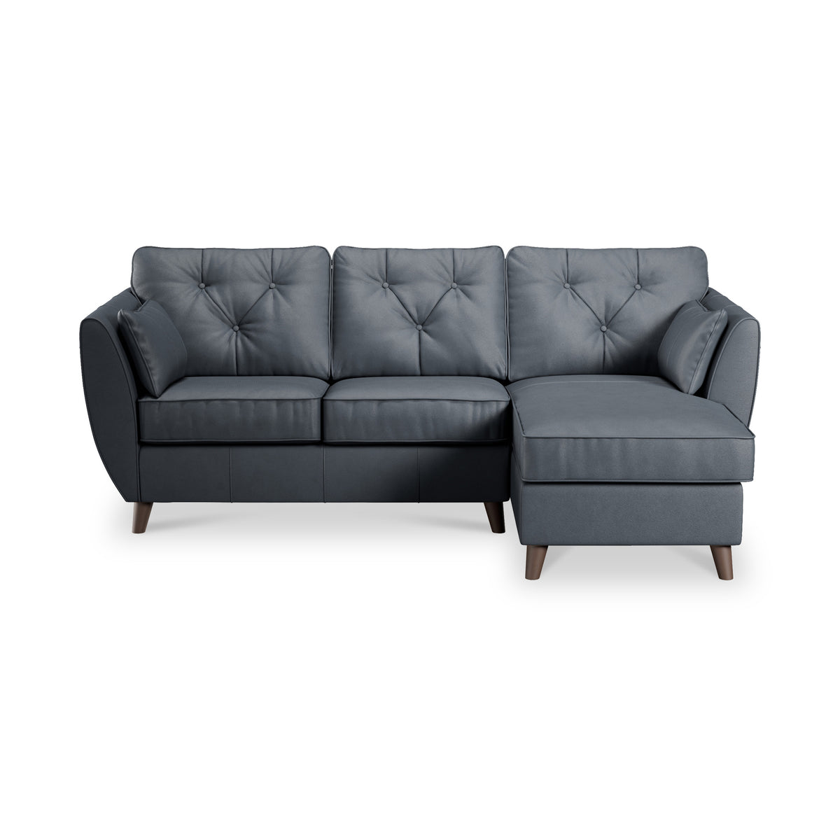 Edison Leather Chaise RH Dark Feet Navy from Roseland Furniture