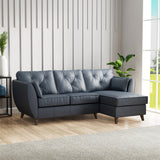 Edison Leather Chaise RH Dark Feet Navy from Roseland Furniture