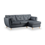 Edison Leather Chaise RH Light Feet Navy from Roseland Furniture