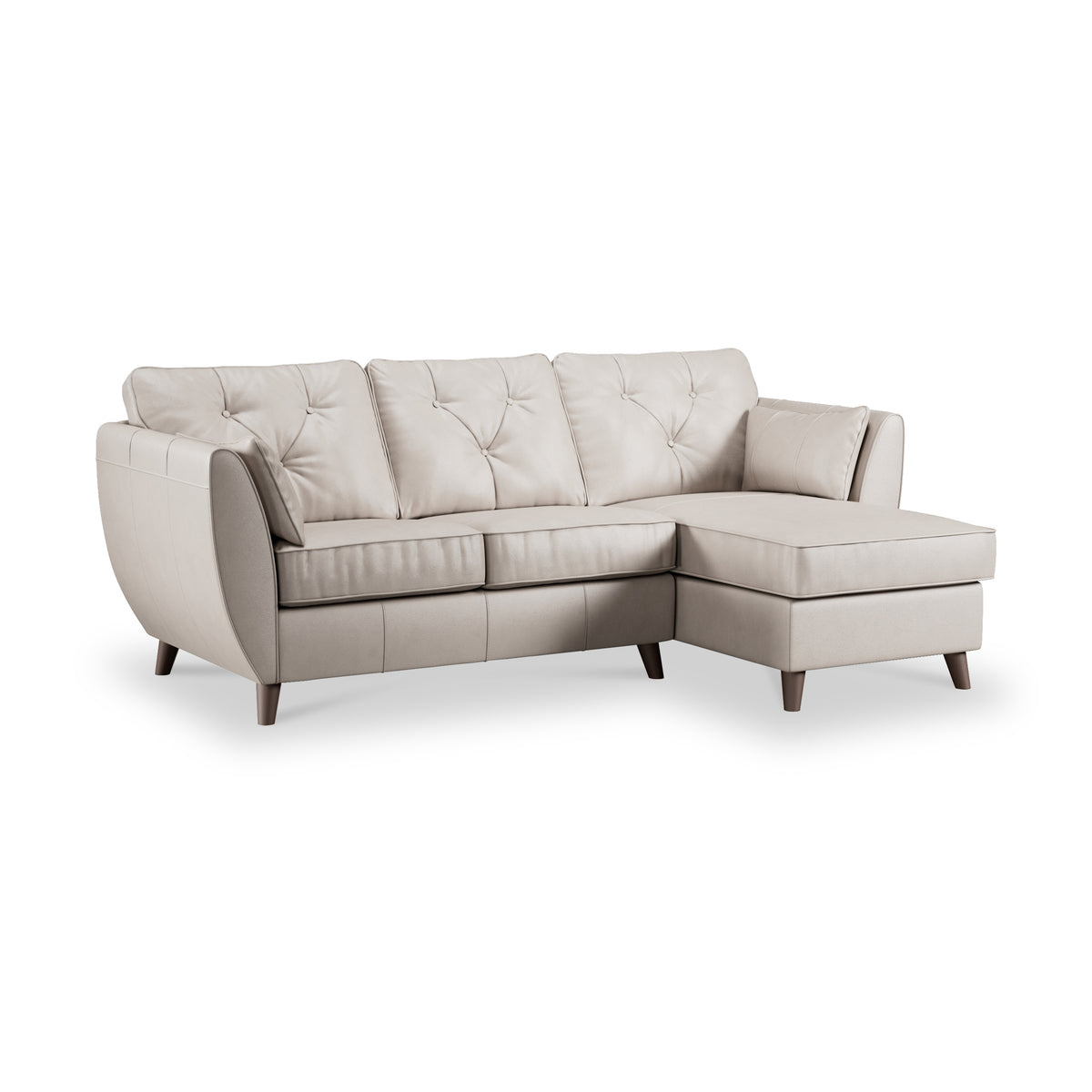 Edison Leather Chaise RH Dark Feet Cloud Grey from Roseland Furniture