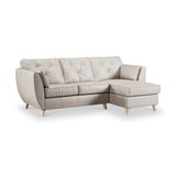 Edison Leather Chaise RH Light Feet Cloud Grey from Roseland Furniture