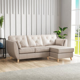 Edison Leather Chaise RH Light Feet Cloud Grey from Roseland Furniture