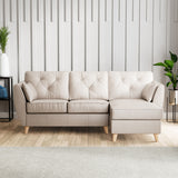Edison Leather Chaise RH Light Feet Cloud Grey from Roseland Furniture