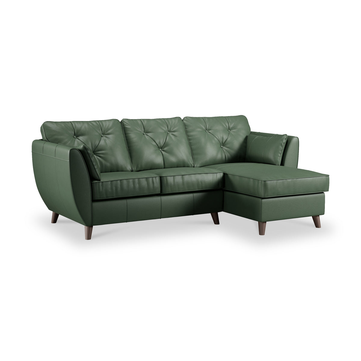 Edison Leather Chaise RH Dark Feet Hunter Green from Roseland Furniture