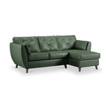 Edison Leather Chaise RH Dark Feet Hunter Green from Roseland Furniture