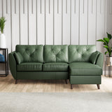 Edison Leather Chaise RH Dark Feet Hunter Green from Roseland Furniture