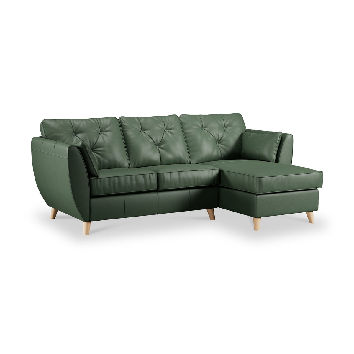 Edison Leather Chaise RH Light Feet Hunter Green from Roseland Furniture