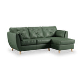 Edison Leather Chaise RH Light Feet Hunter Green from Roseland Furniture
