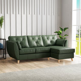 Edison Leather Chaise RH Light Feet Hunter Green from Roseland Furniture