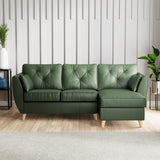 Edison Leather Chaise RH Light Feet Hunter Green from Roseland Furniture