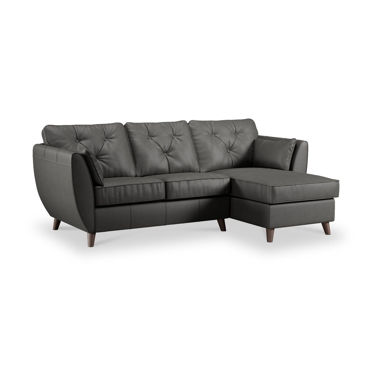 Edison Leather Chaise RH Dark Feet Raven from Roseland Furniture