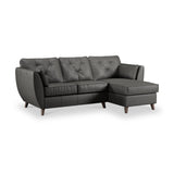Edison Leather Chaise RH Dark Feet Raven from Roseland Furniture
