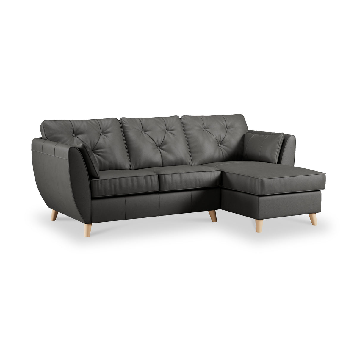 Edison Leather Chaise RH Light Feet Raven from Roseland Furniture