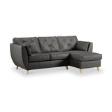 Edison Leather Chaise RH Light Feet Raven from Roseland Furniture