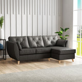 Edison Leather Chaise RH Light Feet Raven from Roseland Furniture