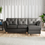 Edison Leather Chaise RH Light Feet Raven from Roseland Furniture