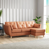 Edison Leather Chaise RH Light Feet Saddle from Roseland Furniture