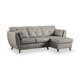 Edison Leather Chaise RH Dark Feet Stone Grey from Roseland Furniture
