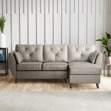 Edison Leather Chaise RH Dark Feet Stone Grey from Roseland Furniture