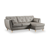 Edison Leather Chaise RH Light Feet Stone Grey from Roseland Furniture