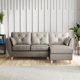 Edison Leather Chaise RH Light Feet Stone Grey from Roseland Furniture