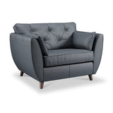 Edison Leather Snuggle Chair Dark Feet Navy Blue from Roseland Furniture