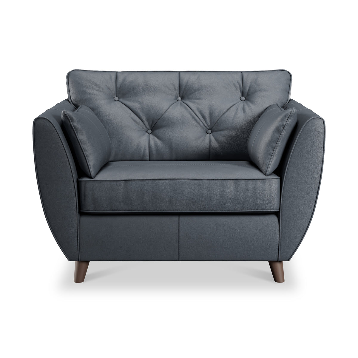 Edison Leather Snuggle Chair Dark Feet Navy Blue from Roseland Furniture