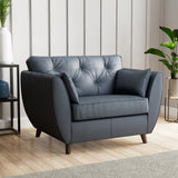 Edison Leather Snuggle Chair Dark Feet Navy Blue from Roseland Furniture
