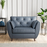 Edison Leather Snuggle Chair Dark Feet Navy Blue from Roseland Furniture