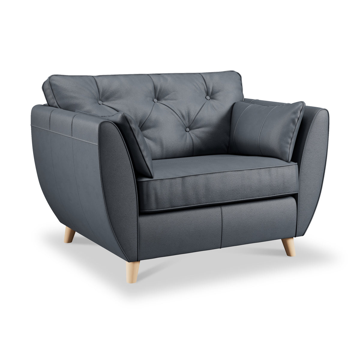 Edison Leather Snuggle Chair Light Feet Navy from Roseland Furniture