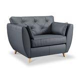 Edison Leather Snuggle Chair Light Feet Navy from Roseland Furniture
