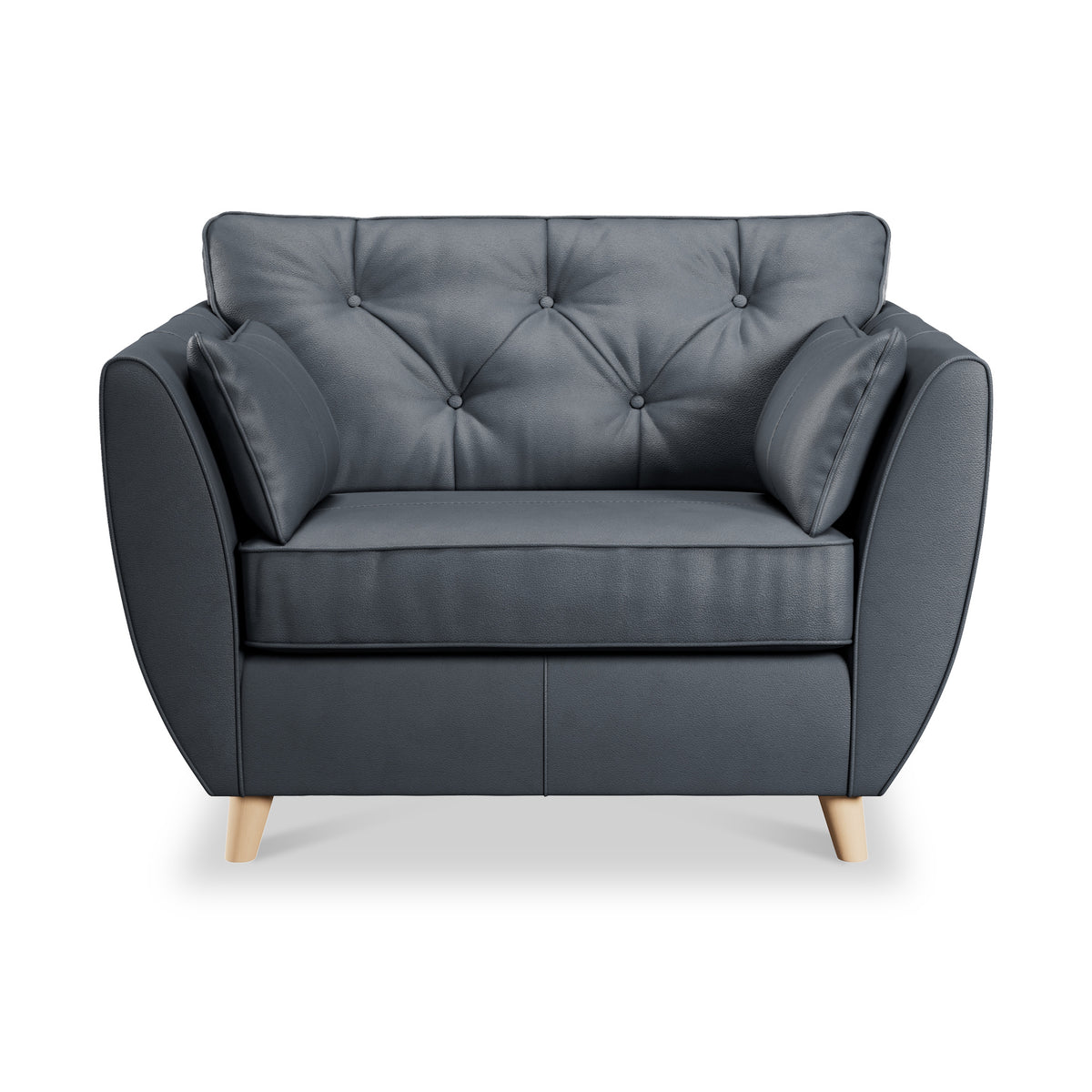 Edison Leather Snuggle Chair Light Feet Navy from Roseland Furniture