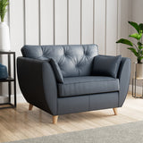Edison Leather Snuggle Chair Light Feet Navy from Roseland Furniture