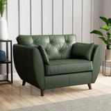 Edison Leather Snuggle Chair Dark Feet Green from Roseland Furniture
