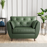 Edison Leather Snuggle Chair Dark Feet Green from Roseland Furniture