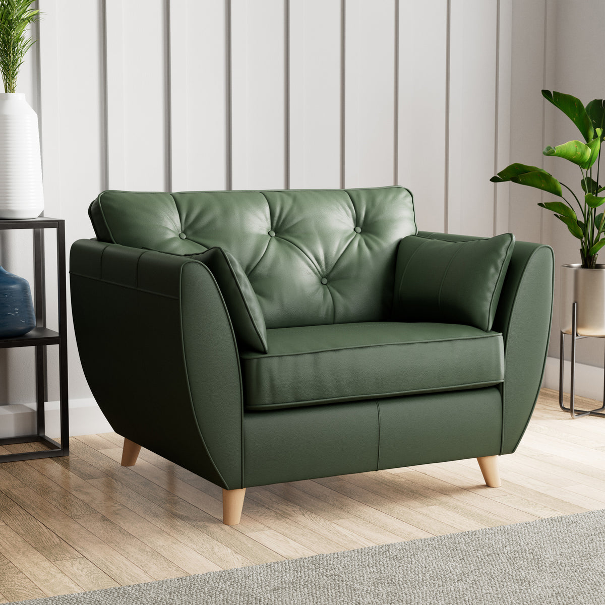 Edison Leather Snuggle Chair Light Feet Hunter Green from Roseland Furniture