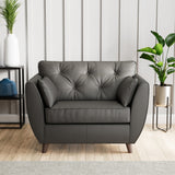 Edison Leather Snuggle Chair Dark Feet Raven from Roseland Furniture