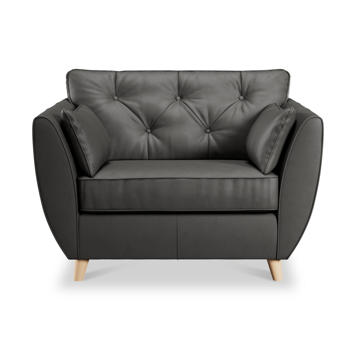 Edison Leather Snuggle Chair Light Feet Raven from Roseland Furniture