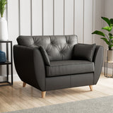 Edison Leather Snuggle Chair Light Feet Raven from Roseland Furniture
