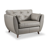 Edison Leather Snuggle Chair Dark Feet Stone Grey from Roseland Furniture