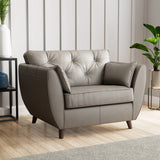 Edison Leather Snuggle Chair Dark Feet Stone Grey from Roseland Furniture