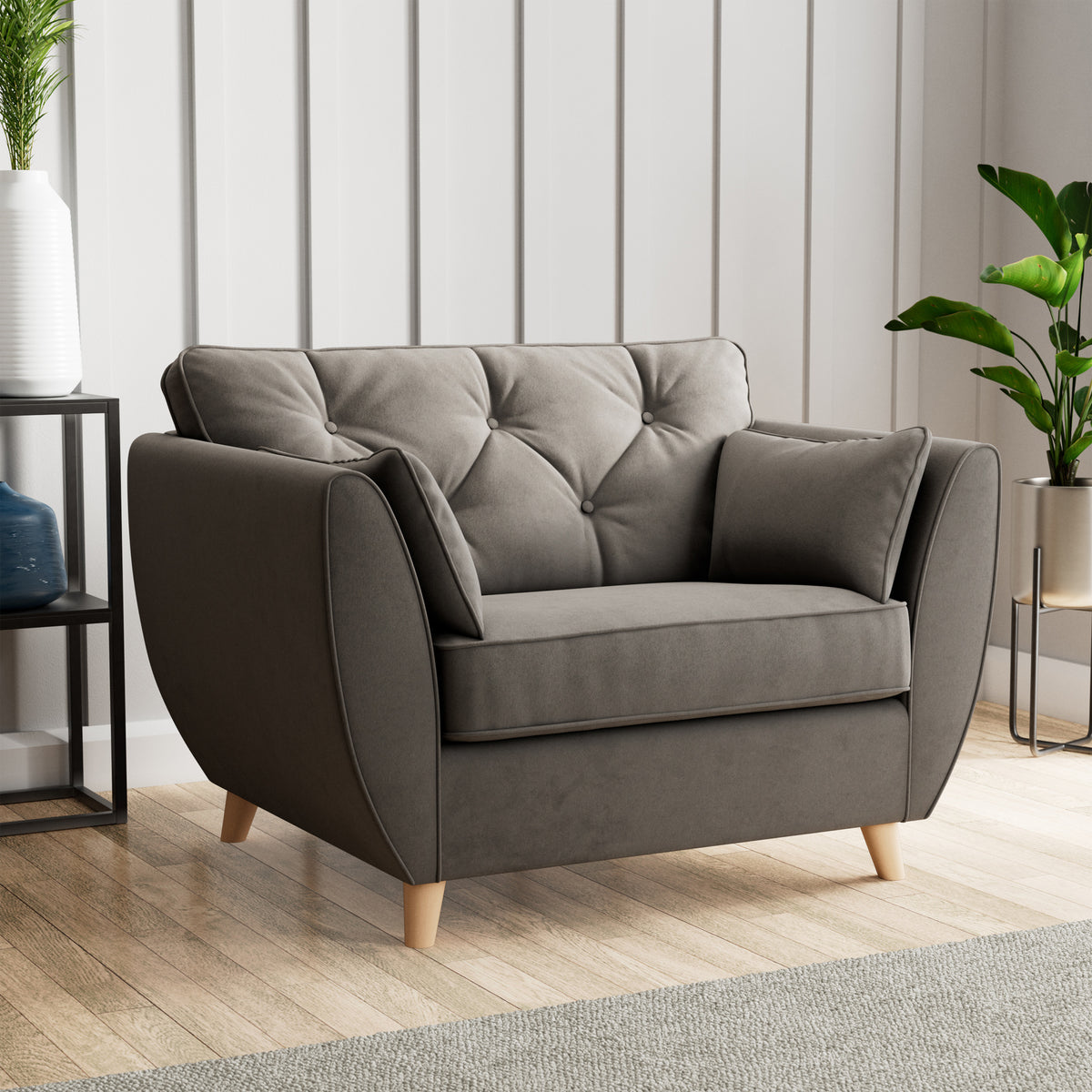 Edison Snuggle Chair Light Feet Asphalt from Roseland Furniture
