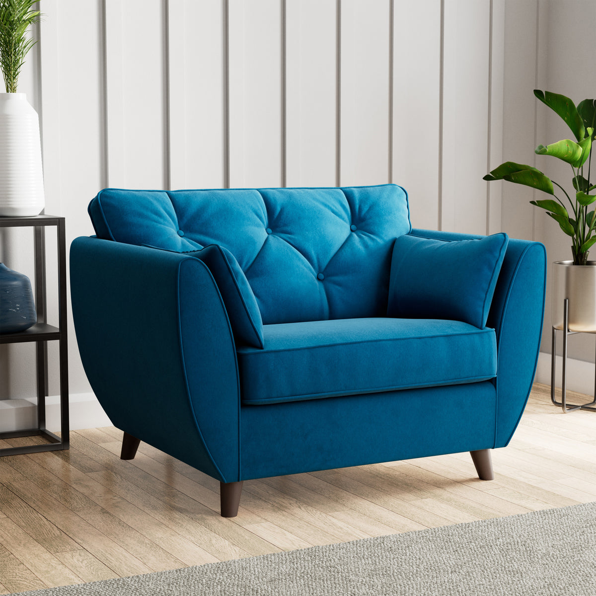 Edison Snuggle Chair Dark Feet Marine from Roseland Furniture