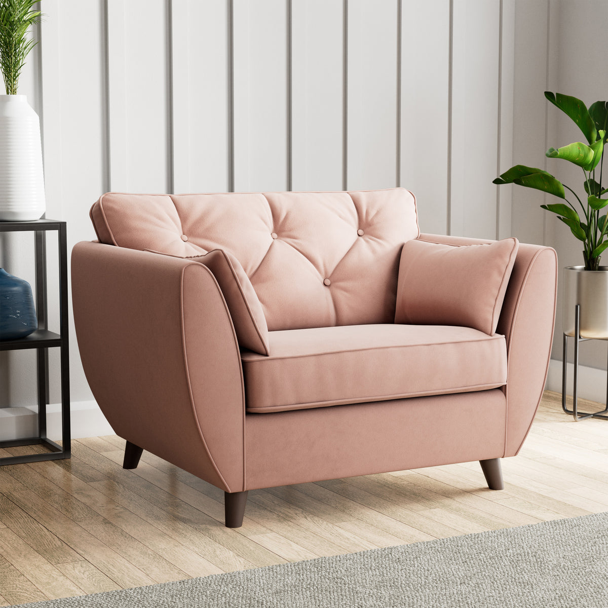 Edison Snuggle Chair Dark Feet Blush from Roseland Furniture