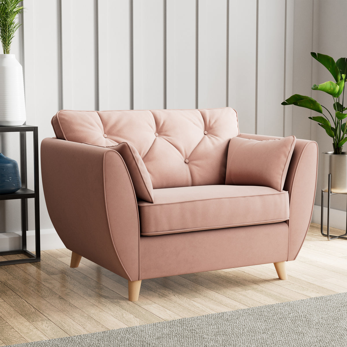 Edison Snuggle Chair Light Feet Blush Pink from Roseland Furniture