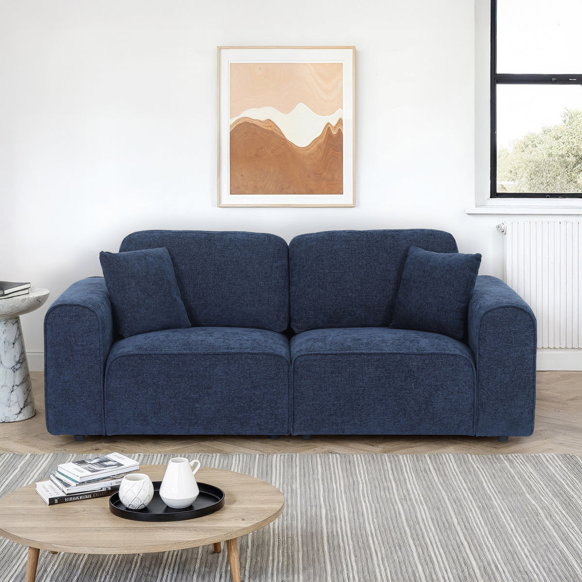 Hugo Deep Blue 3 Seater Sofa from Roseland Furniture
