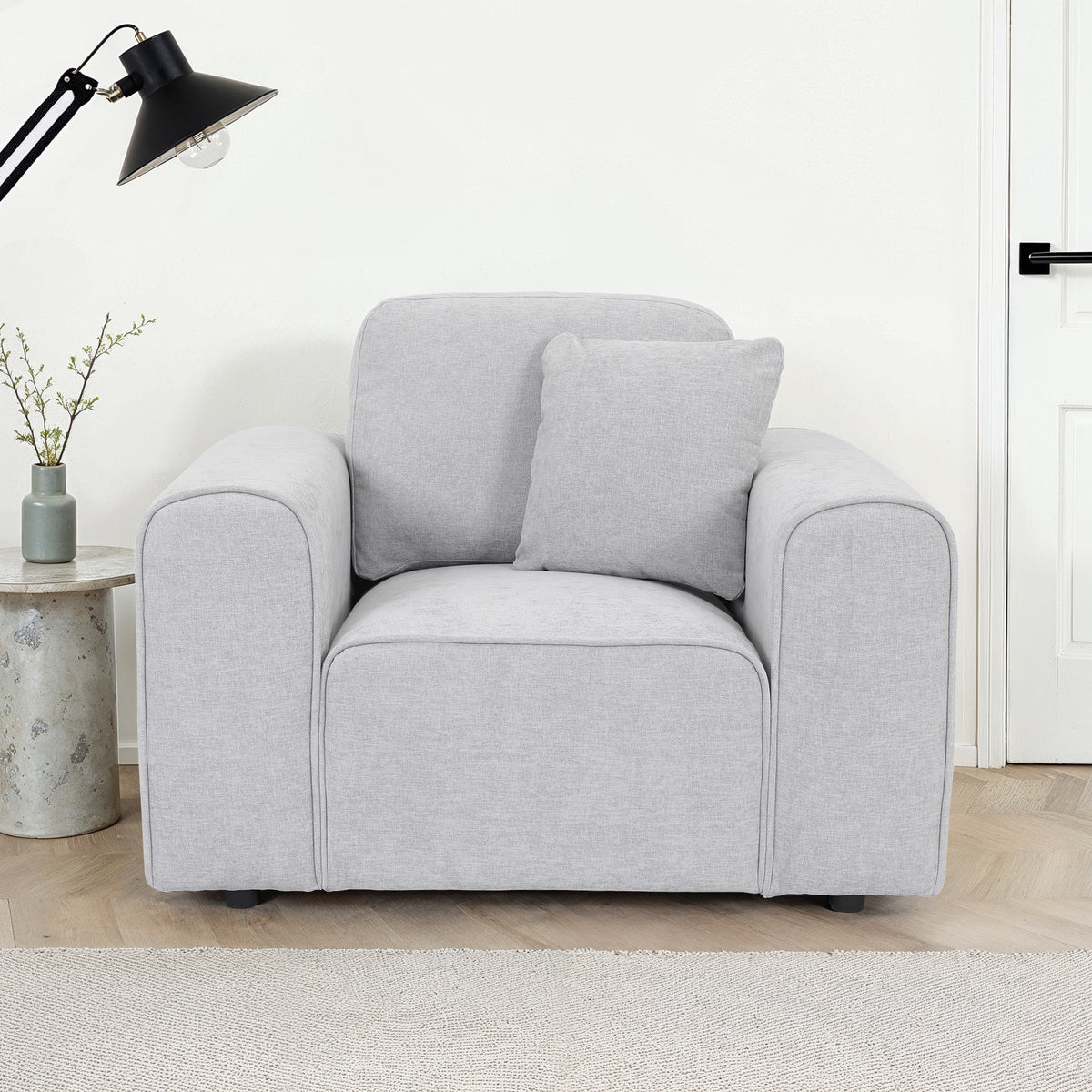 Hugo Fog Grey Armchair from Roseland Furniture