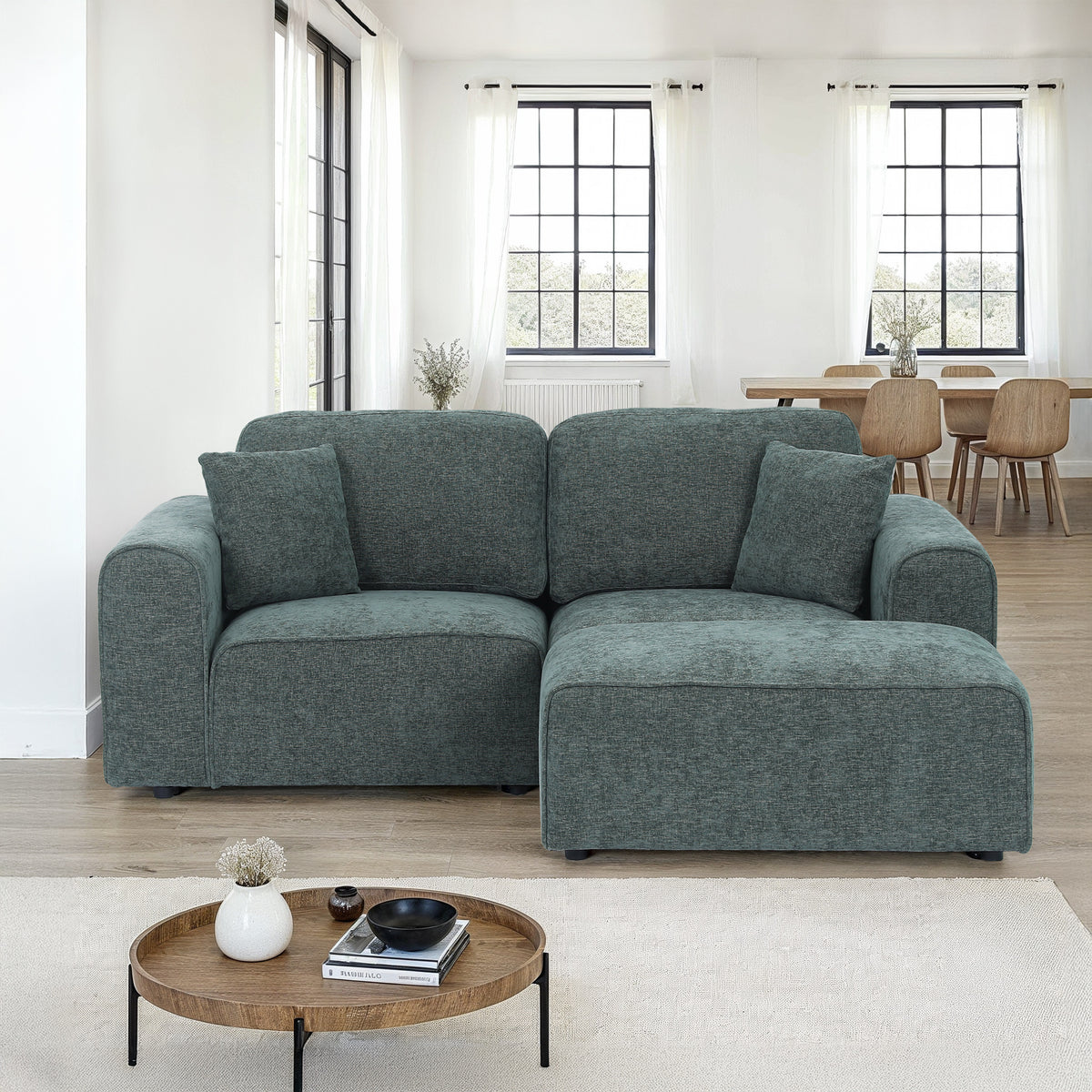 Hugo Moss Green Chaise Sofa from Roseland Furniture