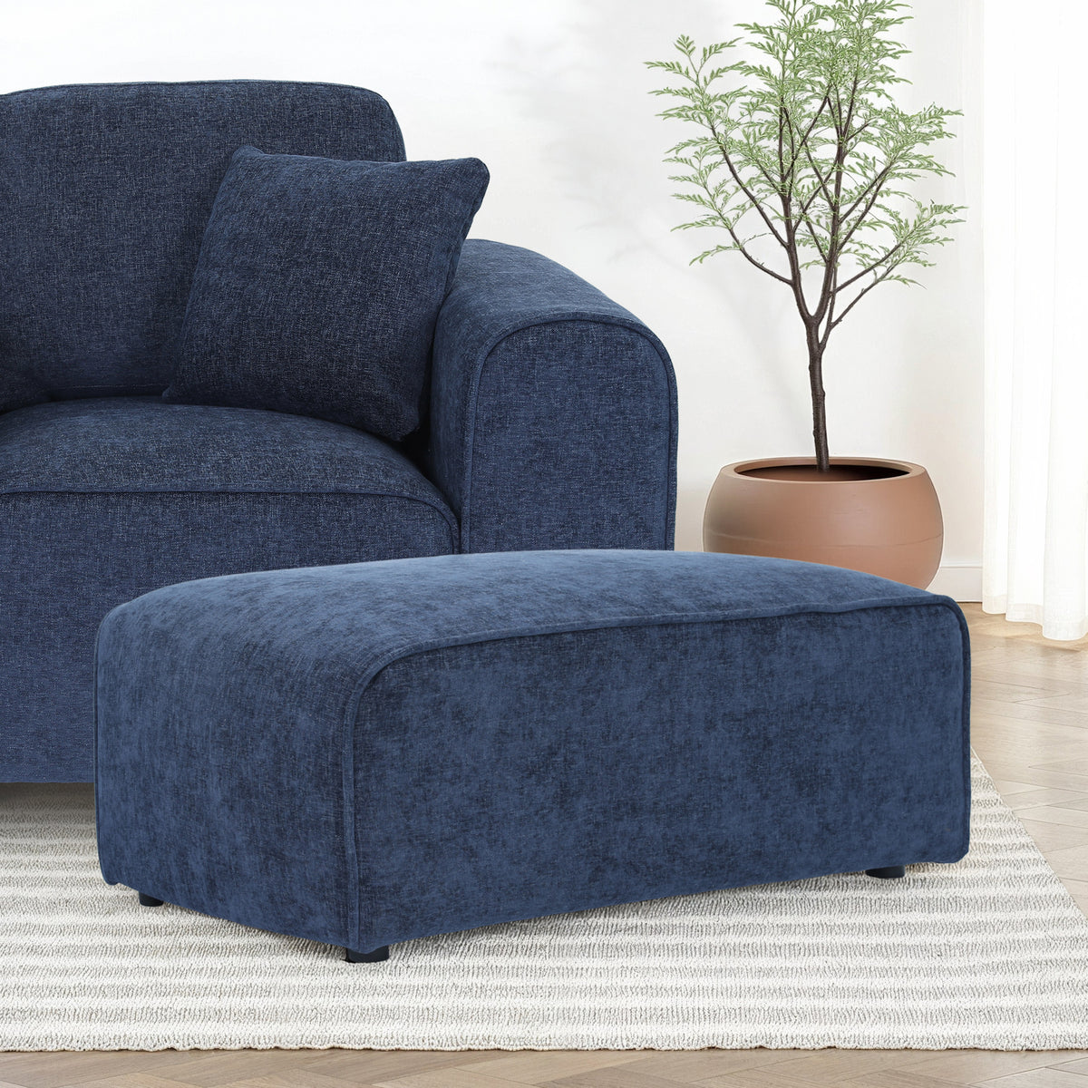 Hugo Deep Blue Footstool from Roseland Furniture